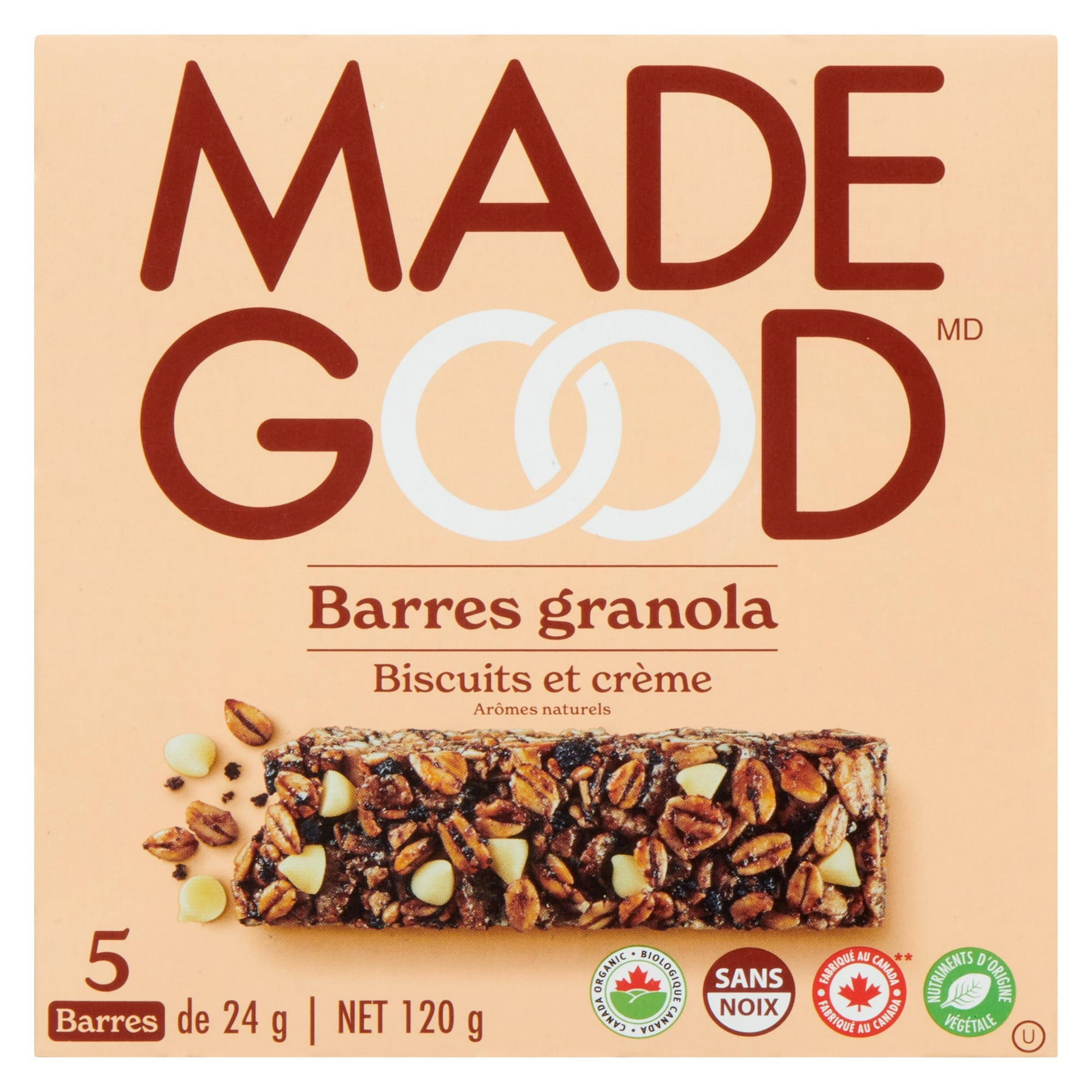 MadeGood Barres granola Biscuits et crème Boîte de 5 barres