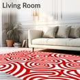 thumbnail image 2 of ODIKA 6'x9' Machine Washable Non-Slip Area Rug, Cane Stripe Swirl Peppermint Twist Seasonal High Traffic Rug, Red, 608441, 2 of 7