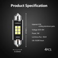 thumbnail image 2 of GFDYREE 4 PCS Car LED Car Bulb Kit Set, 39mm High Brightness Car LED Reading License Plate Light, Error Free LED Double Tip Light for Interior Map Dome Lights and License Plate Courtesy Ligh, 2 of 7