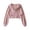 Red, variant on Double Zip Cropped Hoodie Women's Drawstring Bubble Sleeve Terry Cloth Layering Jacket 1PC M-XL Plus Size Friendly
