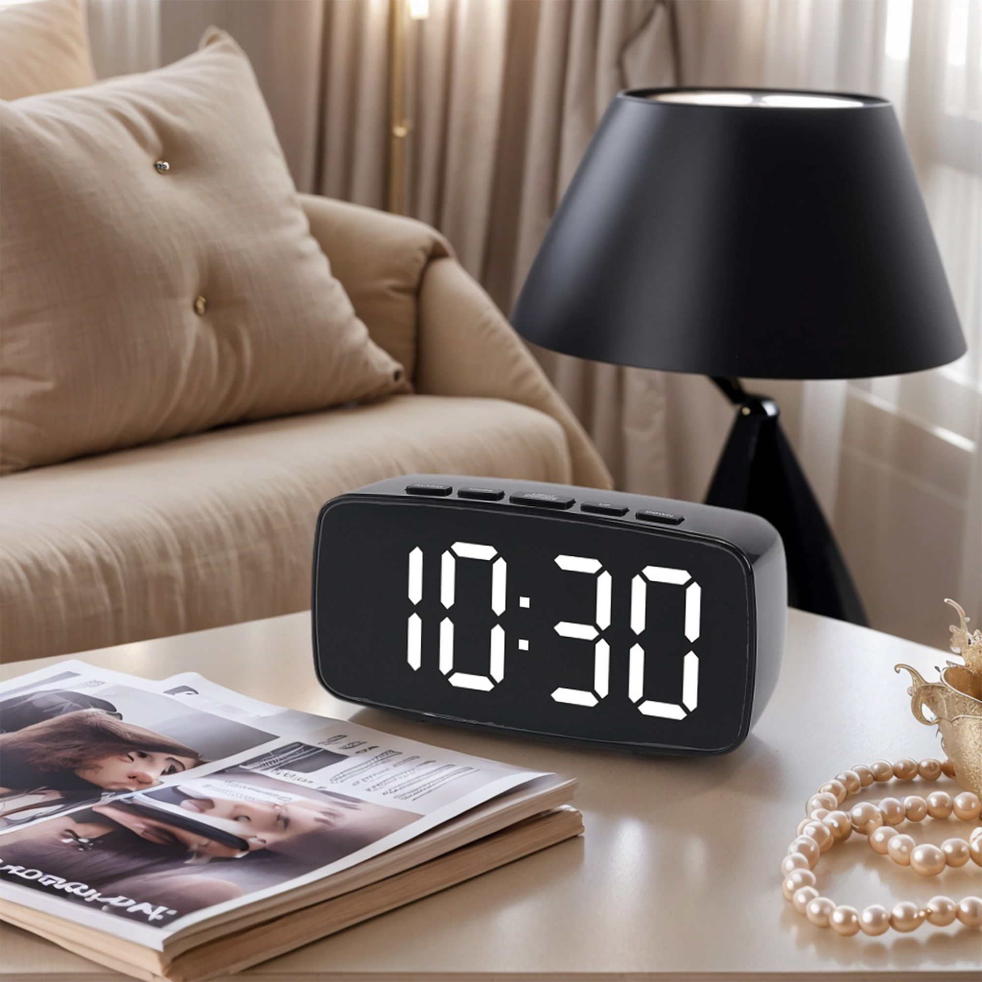 Unique Bargains Alarm Clock Black Housing With White Light 4.7"L x 1.6"W x 2.4"H