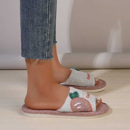 

Cathalem Slip on Slippers for Women Indoor Ladies Fashion Color Matching Cloth Cover Carrot Decoration Teal Slippers for Women Pink 8