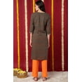thumbnail image 4 of Dweep Sara Kurta Droite Brodée Florale Olive pour Femmes 3TG/46 Haut Tunique Ethnique en Mélange de Coton avec Manches 3/4 Col Rond, 4 of 8
