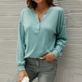thumbnail image 2 of Tops Para Mujer Blusa Casual Elegante Camisas de Manga Larga Camisa de Botón Sólido Con Cuello en V de Moda Odeerbi  ODB166858, 2 of 8