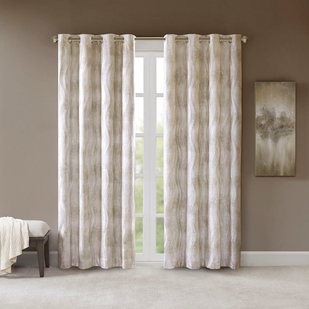 Printed Jacquard Grommet Top Total Blackout Curtain Panel (Only 1 Pc Panel)