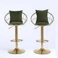 thumbnail image 3 of Velvet Swivel Bar Stools Set of 2, Height Adjuatble Bar Chairs with Pillows and Padded Cushion, Upholstered Counter Height Bar Stools with Metal Base, for Kitchen Island, Bar, Pub, Cafe, Olive Green, 3 of 7