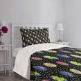 thumbnail image 3 of Ambesonne Surfboard Quilted Bedspread Set 2 Pcs, Memphis 80s Style, Twin Size, Multicolor, 3 of 5