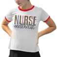 thumbnail image 2 of Anesthetist Nurse Leopard Print Ringer Tee Shirt Unisex X-Large White/Red, 2 of 5
