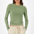 thumbnail image 2 of Chemises à Manches Longues Rondes pour Femmes, Col Rond, Crop Top d'Automne, Tee-Shirt à Manches Longues, Ensemble Basique Ajusté, Yoga, 2 of 5