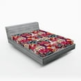 thumbnail image 2 of Ambesonne Floral Design Fitted Sheet, Jumble Cactus Flowers, Queen Size, Dark Coral Laurel Green, 2 of 5