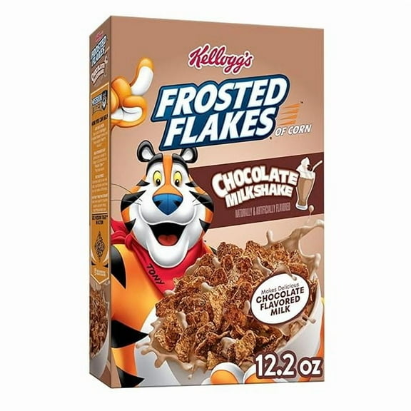 Kellogg's Frosted Flakes Breakfast Cereal, Kids Cereal, Family Breakfast, Chocolate Milkshake, 12.2oz Box (1 Box)