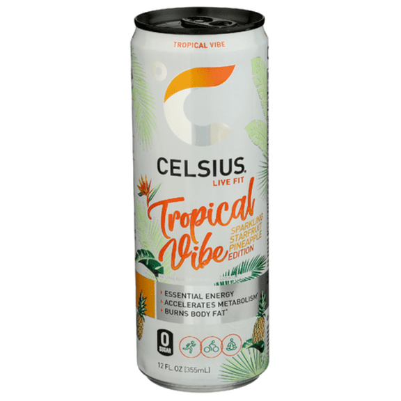 Celsius Tropical Vibe Sparkling Starfruit Pineapple Edition Energy Drink 12 fl oz - Pack of 5