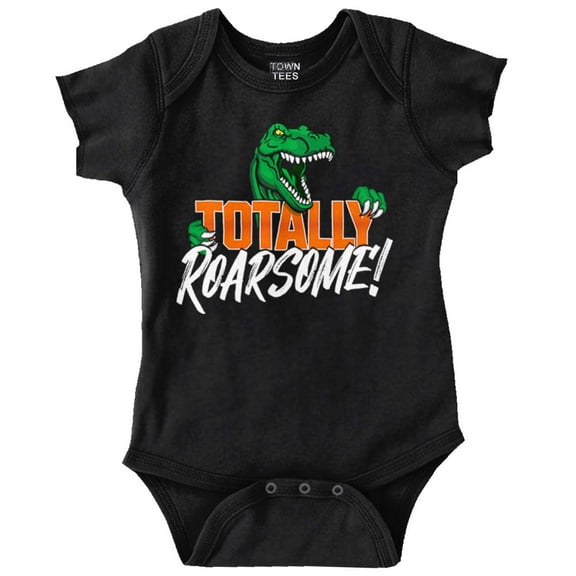 Cool Totally Roarsome Dinosaur Pun Romper Boys or Girls Infant Baby Brisco Brands NB