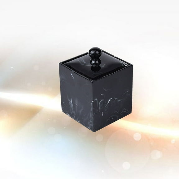Raindrops Black Resin Cotton Swabs Holder with Marble Design for Storage Space Saving 1PC
