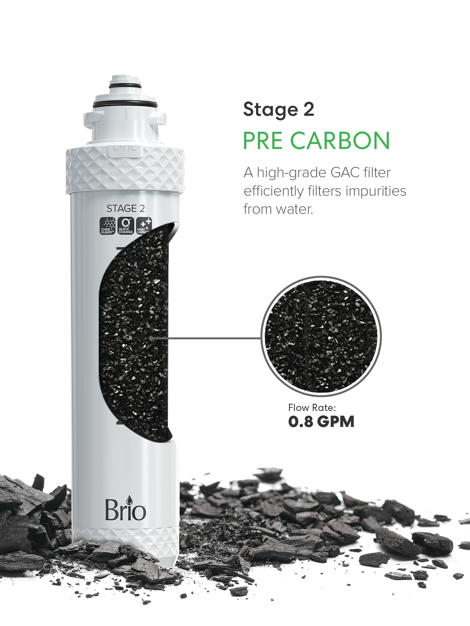 Brio Pre Carbon Granular Activated Carbon Replacement Filter Piece Count 1