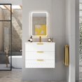 thumbnail image 3 of Euroco 24inch Wall Mounted Floating Cabinet w/Double Drawer, Floating Rectangular Vanity Small Bathroom Sink With Single Faucet Hole and Overflow, Modern Bathroom Cabinet with Ceramic Basin Sink, 3 of 9