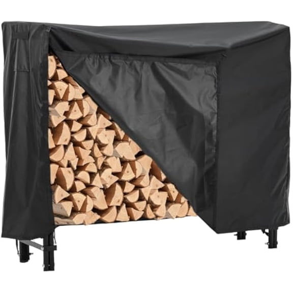 ChaoLink 4 FT Firewood Rack with Zippered Waterproof Cover, Heavy-Duty Steel Wood Holder for Indoor & Outdoor Use