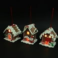 thumbnail image 3 of WEAVILUX 3Pcs Resin House Pendants Glowing Cabins Decorative Xmas Tree Desk Ornaments, 3 of 8