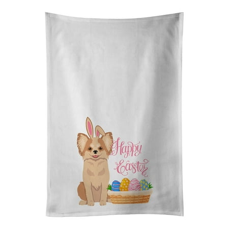 

Longhaired Gold and White Chihuahua Easter White Kitchen Towel Set of 2 Dish Towels 19 in x 28 in
