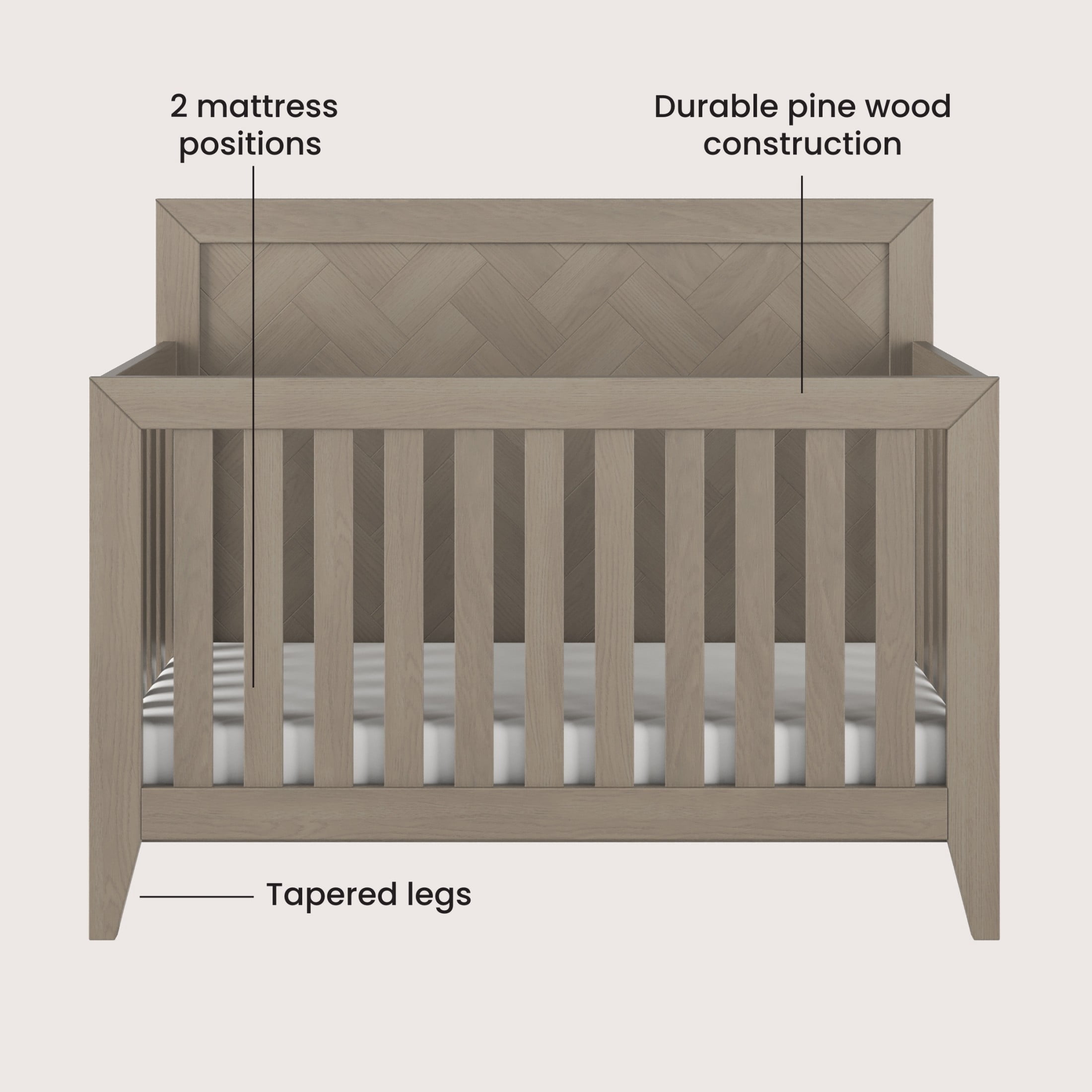 Child Craft Kieran Crib, Dresser & Chest Nursery Set, 4-in-1 Convertible Crib, Crescent Gray, 3-Piece