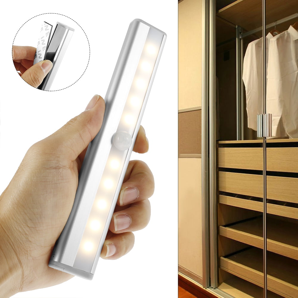 10LED PIR Motion Sensor Light 120° Wireless Wardrobe Cabinet Closet Wall lamp 