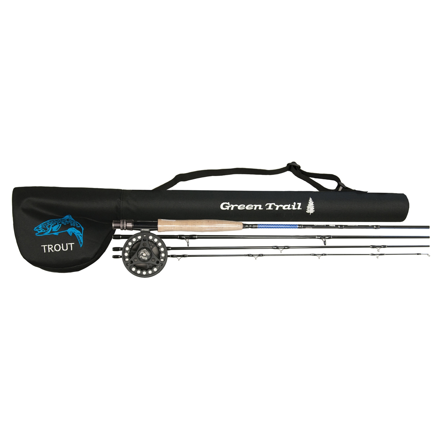 "GREEN TRAIL TROUT Fly Combo Fishing Rod Black 033350