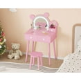 thumbnail image 4 of Garvee Kids Vanity Set with Lights, Girls Princess Bear-Shaped Make Up Vanity Desk with Mirro&Stool, Toddler Make Up Table Set for Bedroom, Pink, 4 of 9