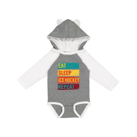 

Inktastic Hockey Eat Sleep Ice Hockey Repeat Gift Baby Boy or Baby Girl Long Sleeve Bodysuit
