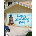 thumbnail image 5 of Happy Groundhog Day Garage Door Banner Covers, Cartoon Yellow Floral Blue Sky White Snow Large Hanging Indoor/Outdoor Backdrop Background for Christmas Winter Party Decor, 6.9x16 FT, 5 of 9