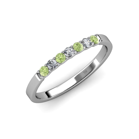 TriJewels 0.24 ctw Peridot and Lab Grown Diamond 7 Stone Wedding Band in 10K Gold