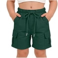 thumbnail image 2 of Maqroz Girls Cargo Shorts Elastic Waist Button Closure Casual Summer Shorts with Side Pockets Solid Color Loose Fit Bottoms 5-15 Years, 2 of 8
