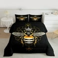 thumbnail image 2 of Manfei Cartoon Honey Bee Queen Comforter Set, Gold Honeycomb Bedding Sets, Queen Crown Bedding Comforter Set, Super Cozy Room Decor Reversible 3pcs, 2 of 8