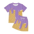 thumbnail image 3 of ibiyuan Girl Outfits Short Sleeve Tshirts Children's Casual Short Sleeve Playwear Set Comfortable Everyday Outfits for Girls and Boys Ages 3 to 13 Years,5-6 Years,Purple, 3 of 3