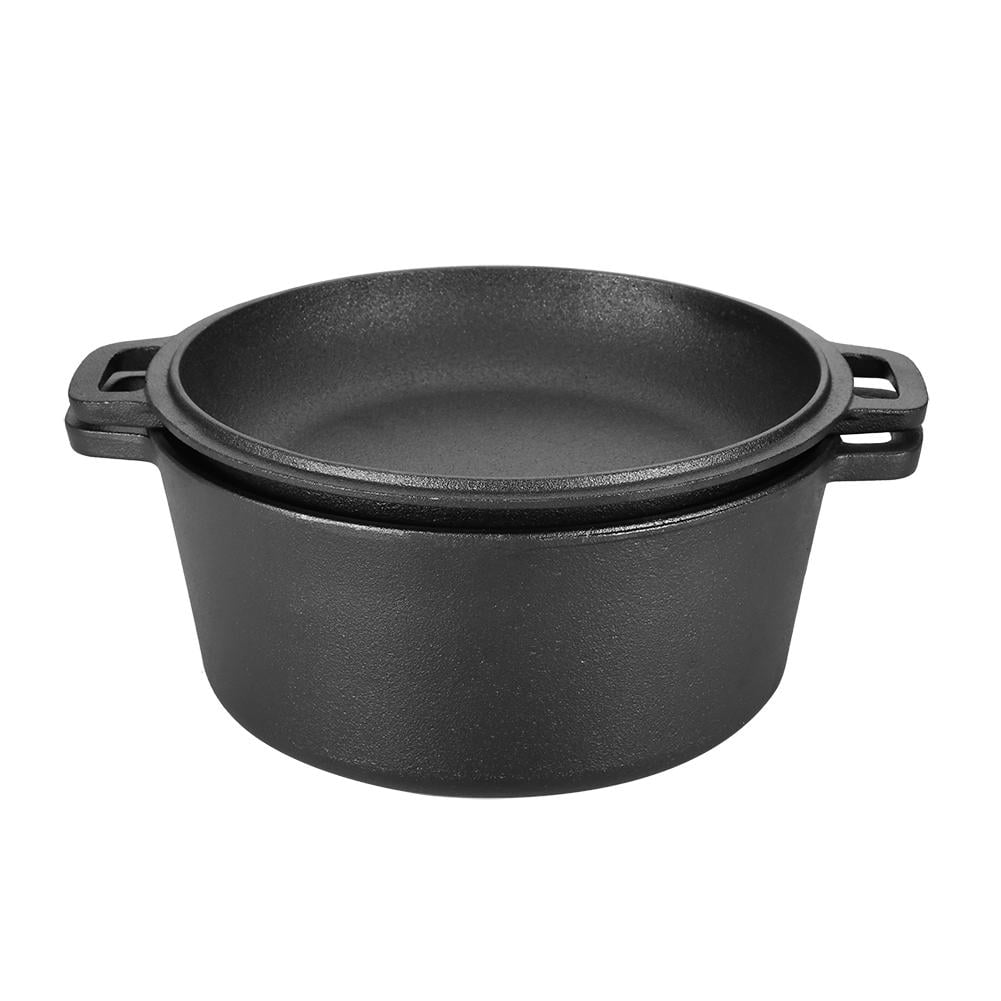 EBTOOLS 2 In 1 Cast Iron Double Dutch Oven Set and Domed 10 inch