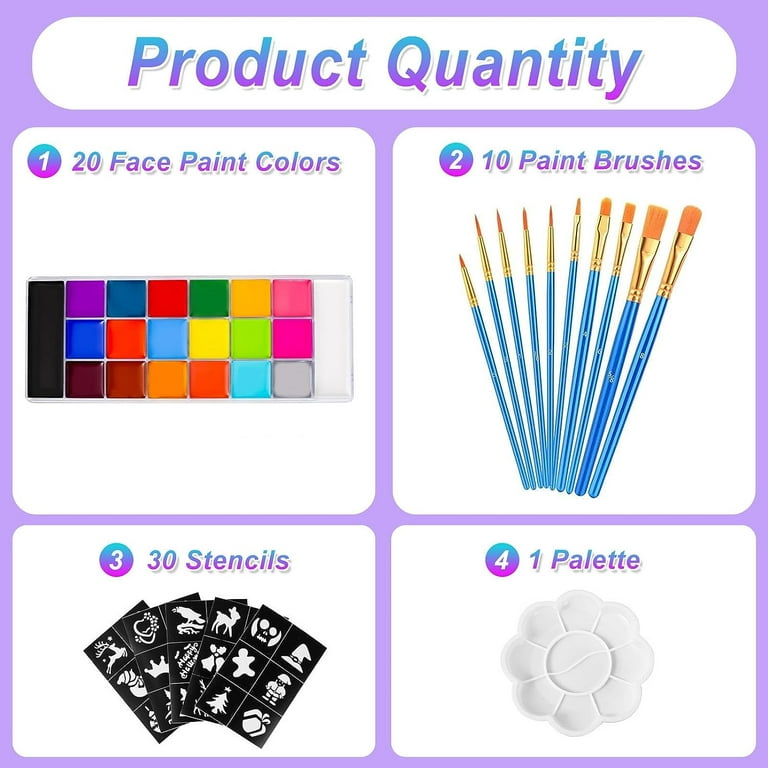 Facepaint Makeup Kit Safe 26 Color Face Painting Oil Palette Set