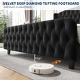 thumbnail image 3 of Eastvita 51-Inch Tall King-Size Velvet Upholstered Platform Bed Frame Button-Tufted Wingback Headboard/Footboard/No Box Spring Required/Black, 3 of 6