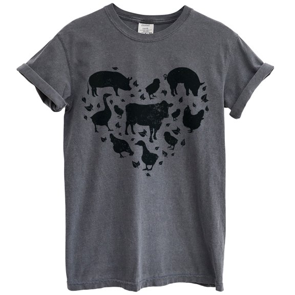 Farm Animal Fun Graphic Tee T-Shirts for Women Men, Short Sleeve Tops - Vintage Pepper