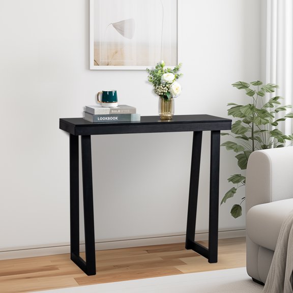 BAYUELSWU Console Table 35.8" Solid Wood Console Entrance Table, Narrow EntrywayTable for Living Room, Bedroom, Entryway, Hallway (Black)
