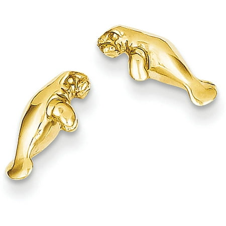 14kt Yellow Gold Mini Manatee Post Earrings