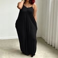 thumbnail image 2 of StSilkitty Plus Size Maxi Dresses for Womens Solid Color Adjustable Spaghetti Strap Sleeveless V Neck Long Sundresses, 2 of 5