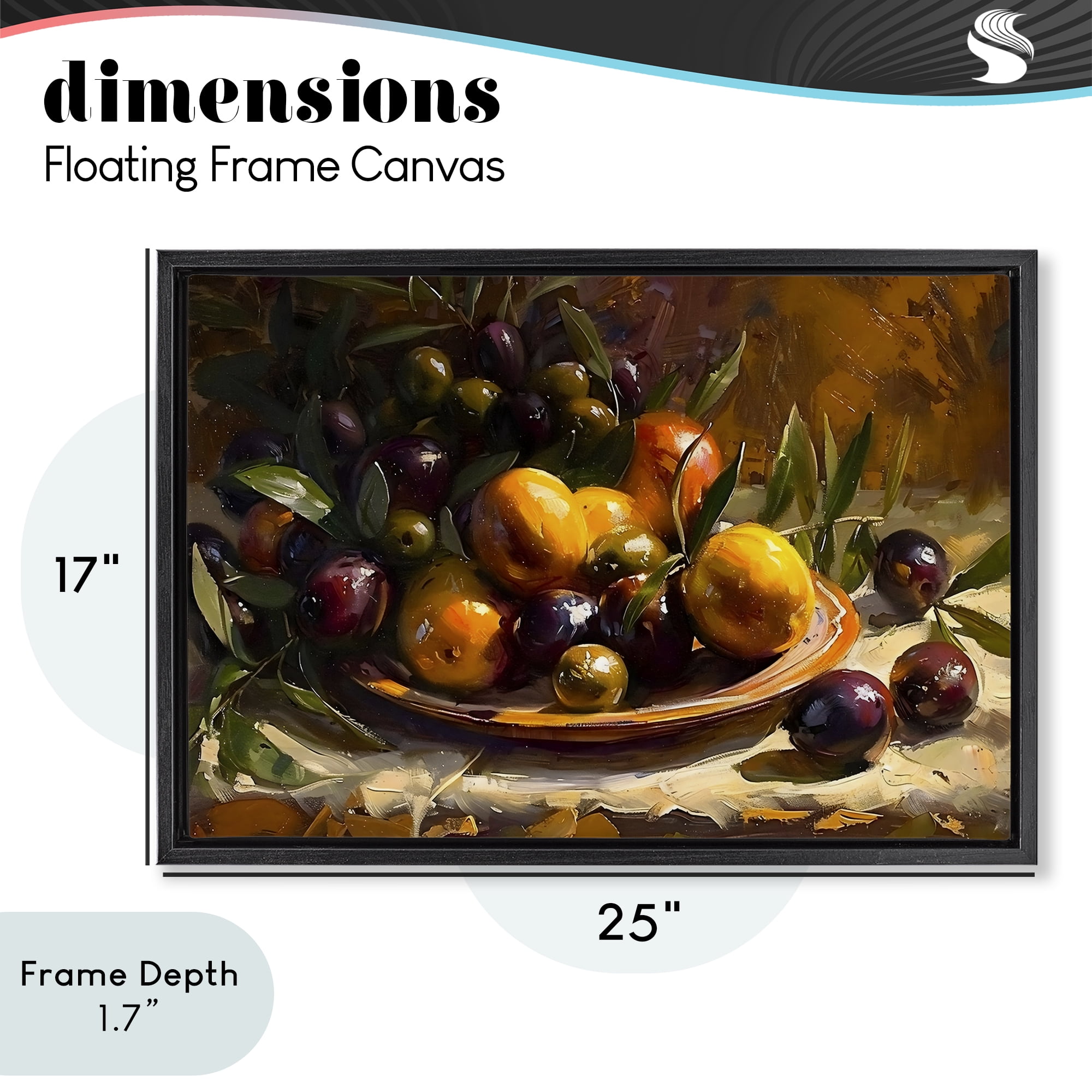 Stupell Industries Array of Olives & Citrus Black Framed Floater Canvas Wall Art, design by Creative Studio