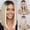 Ombre Blonde, variant on HAPPY&CC Highlight Ombre Blonde Wig For Women Short Bob Synthetic Wig Natural Wavy Heat Resistant Wigs Lace Front Hair Wigs For Women Daily Part Use 14inch