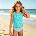 thumbnail image 4 of Girls Wave Floral Print Tankini Swimsuit, Two Piece Bikini for Tween, Junior Modest Swimwear with UPF50+ 4-16Y, 4 of 4