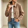 thumbnail image 6 of Floleo Womens Soft Microfiber Jacket Button Down Collared Long Sleeve Casual Outerwear with Patch Pockets for Fall Spring Daily Wear, 6 of 8