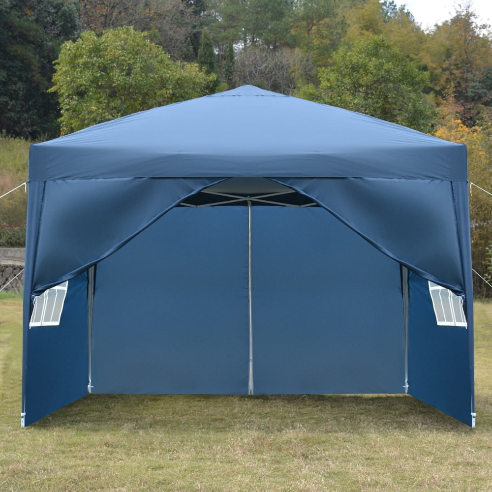 Kadyn Outdoor Canopy Tent, 10' x 10' Practical Waterproof Right-angle Folding Tent with 2 doors and 2 windows, Wedding Party Tent for Outside, Blue