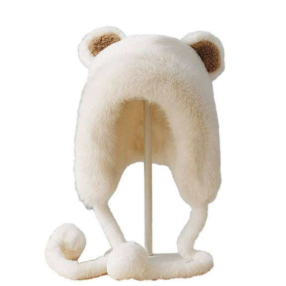 TELOLY Womens Hats,Playful Cat Ear Design Beanie,Soft Knit Material Beanie for Women,White