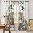 thumbnail image 5 of Kitchen Curtains 84 Inch Length 2 Panels, Truck Spring Floral Grommets Window Treatment Curtain, Pink Green Flowers Watercolor Thermal Curtains Drapes for Living Room/Bathroom, 5 of 9