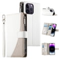 thumbnail image 1 of Funda cartera GANGXUN para iPhone 14 Pro Max , cuero PU con tarjetero, cremallera, correa de mano, soporte y protección 705°, 1 of 6