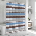 thumbnail image 6 of Blue Brown Striped Bathroom Shower Curtains with 12 Hooks Waterproof Shower Curtain for Stalls and Bathtubs Farmhouse Stripes Modern Abstract Art Decorative Bathroom Privacy Curtain 72x78 Inches, 6 of 9