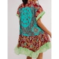 thumbnail image 4 of SUNSIOM Femmes Boho Mini Robe d'Été Floral Manches Courtes V Cou Ample Décontracté Robes de Plage avec Poches, 4 of 8